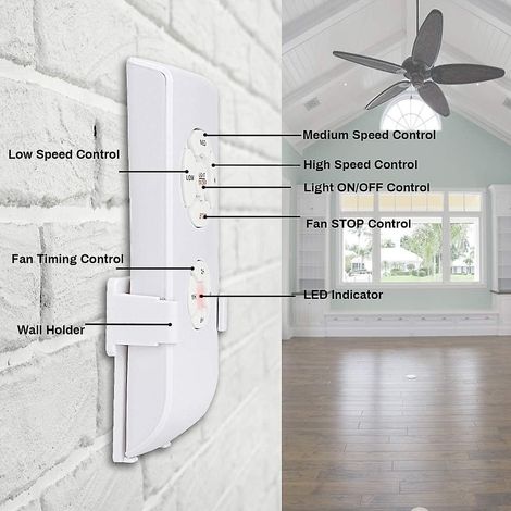 Kit de télécommande sans fil pour ventilateur de plafond avec 4 réglages de minuterie et 3 vitesses - Interrupteur universel 220 V pour ventilateur, idéal pour la maison, le bureau, l'hôtel et le rest (1/3)