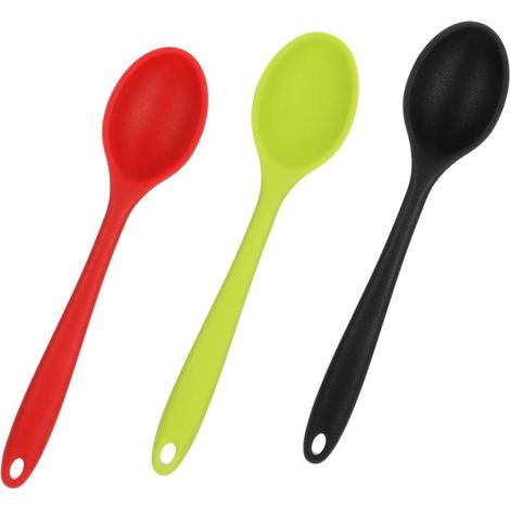Ensemble de 3 cuillères de cuisine en silicone, cuillères à mélanger en silicone, 27 cm