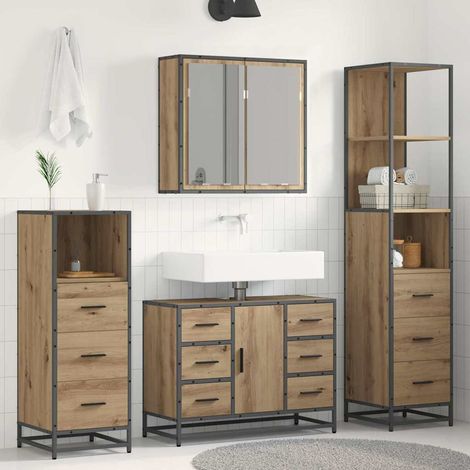 vidaXL Badezimmermöbel-Set 4 Stk. Artisan-Eiche 80 x 33 x 60 cm (1/5)