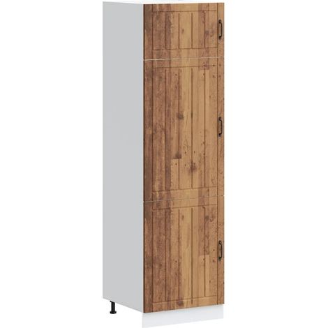 Mobile da cucina componibile Lucca 60 x 57 x 207 cm ampio spazio contenitivo design vintage legno ingegnerizzato finitura effetto legno anticato 020050220