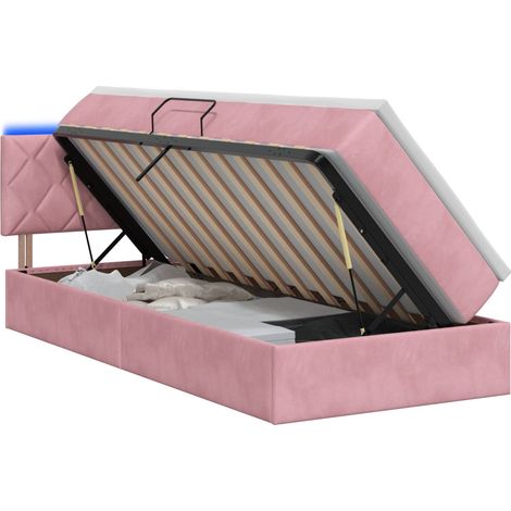Cama de almacenamiento LED con colchón Rosa 90 x 200 cm vidaXL (1/5)
