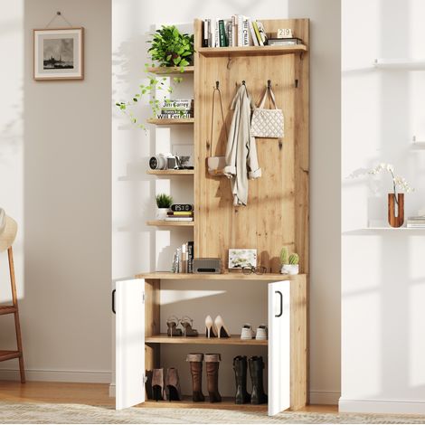 Mueble recibidor zapatero con armario 75x33x180 cm OKMYHOME (1/5)