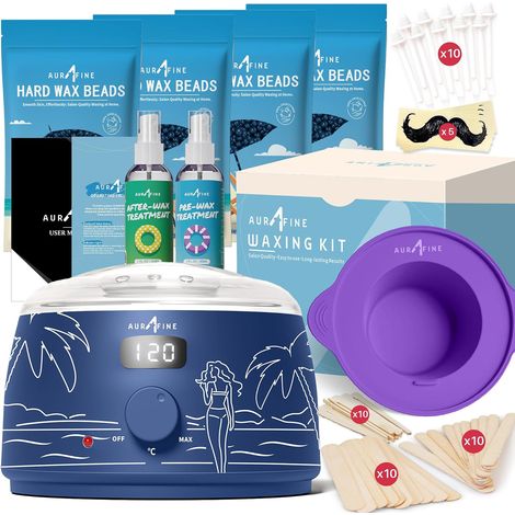 Chauffe Cire pour Femmes et Hommes 4 Perles de Cire, 30 Applicateurs, Chauffe Cire Epilation Indolore du Corps Entier – à la Maison