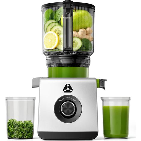 Slow Juicer, 165MM XXL Einfüllöffnung, 2,5L Kaltpress-Entsafter Für Obst & Gemüse, abnehmbare Teile für einfache Reinigung, leiser Motor, sichere Bedienung und frische Säfte im Alltag (1/5)