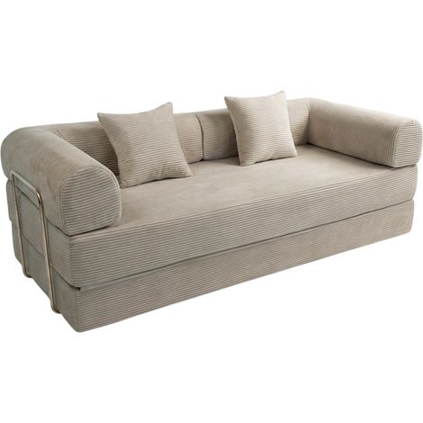 Canapé Convertible Modulable "Fletcher" 200cm Taupe (1/5)