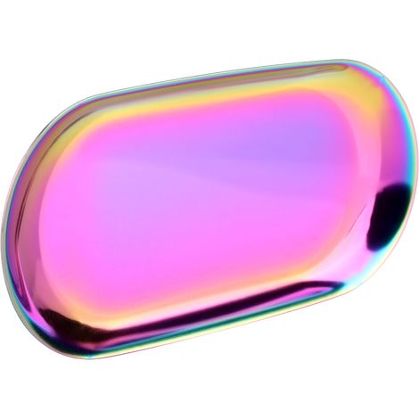 Plateau de rangement en acier inoxydable de style nordique pour cosmétiques, bijoux et gâteaux, idéal pour les bureaux (Arc-en-ciel L) (1/5)