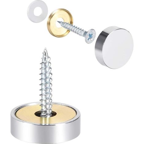 Cache Vis Miroir Décoratif Capuchons Couverture Clous Poli Acier INOX 20mm 4Pcs (1/5)