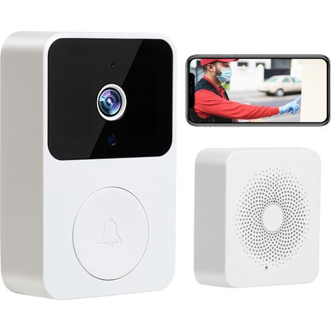 Sonnette vidéo intelligente avec vision nocturne, interphone Wi-Fi et caméra de surveillance pour téléphone portable (1/5)