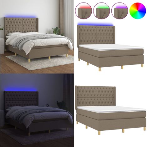 Boxspringbett mit Matratze & LED Taupe 140x190 cm Stoff - Boxspringbett - Boxspringbetten - Home & Living (1/5)