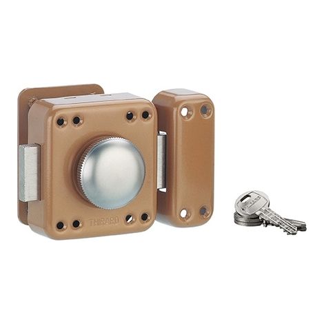 Chiavistello RAFALE con pomolo e cilindro 45 mm, epossidico bronzo, 3 chiavi – THIRARD