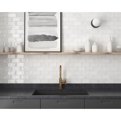 Faïence effet zellige ALTEA 15x7.5cm Blanc - Brillant - boîte de 0.50 m2