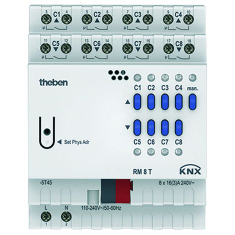 Theben KNX Schalt Jalousieaktor noir 8 canaux 4 stores
