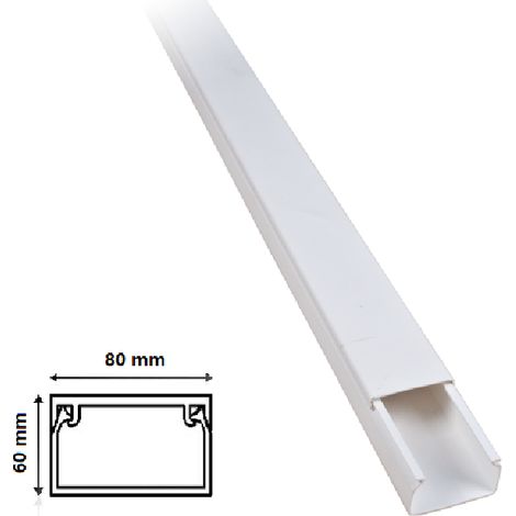 Sistema componibile Canalina per cavi elettrica 80x60 mm in plastica passacavi bianco coprifili a parete  Canalina