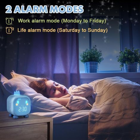 Sveglia per bambini, sveglia digitale multifunzionale con controllo touch, snooze regolabile, luce notturna, timer per il conto alla rovescia, funzione snooze, controllo vocale, regalo per bambini (bl (1/4)