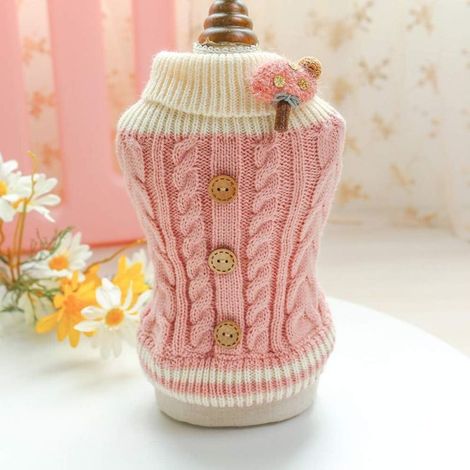 GDHZS-Pull pour Chien Gilet Manteau Chaud, modèles de Tricot Doux pour Animaux de Compagnie Pull d'hiver épaississement Doux Tenues vêtements pour Petits Chiens de Taille Moyenne Rose (S) (1/5)