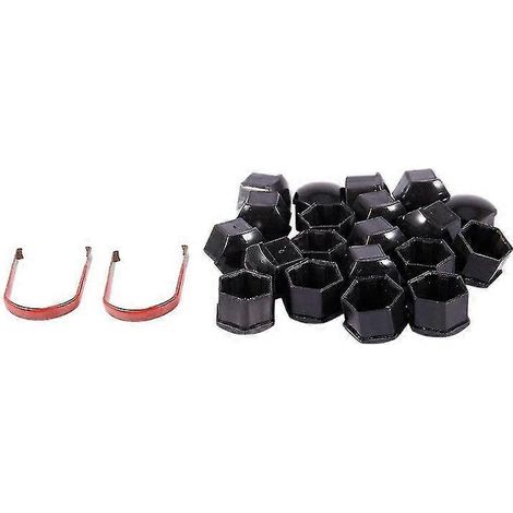 Lot de 20 cache-boulons/écrous en plastique de 17 mm pour jantes en alliage de voiture, couleur : noir (1/5)