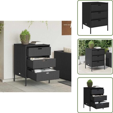 Armadietto in rattan - vidaXL Armadietto Portaoggetti da Giardino Nero 55x59x80cm Polyrattan - Armadietto in acciaio