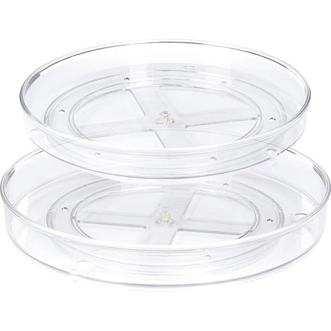 Juego de 2 bandejas giratorias Lazy Susan para cocina, bandejas de almacenamiento giratorias de 360° para cocina y baño (27 x 4,6 cm + 23,5 x 3,8 cm) (1/5)