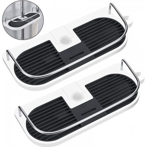 Lot de 2 Sans Perçage Étagère de Douche pour Rail de Douche - Support D'organisateur de Salle de Bains pour le Shampooing, Adapte le Rail de 19mm - 25mm (1/5)