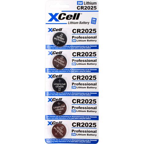 5er Sparset XCell CR2025 Lithium-Knopfzelle 3V / 170mAh (1/2)