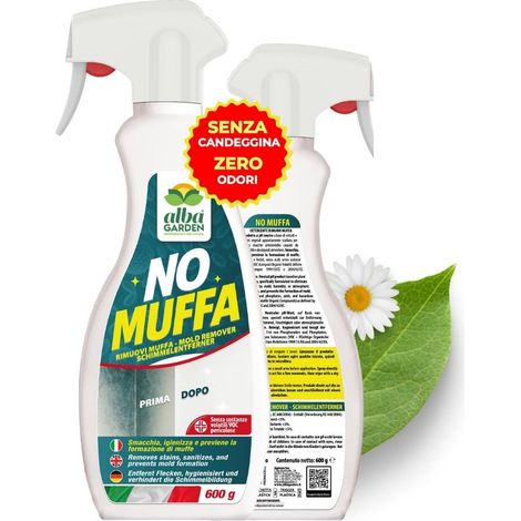 Antimuffa Spray Pronto Uso, Senza Sostanze Volatili VOC Pericolose, Prodotto a pH neutro, Smacchia Igienizza Previene - Detergente Rimuovi Muffa 600 g