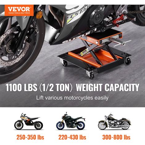 Cric de Moto à Ciseaux 500 kg Hauteur de Levage 12-39 cm Pont Élévateur Hydraulique Plate-Forme Antidérapante 37x23 cm Table Élévatrice Moto avec Poignée 13 cm pour Entretien Quad ATV Atelier (1/5)