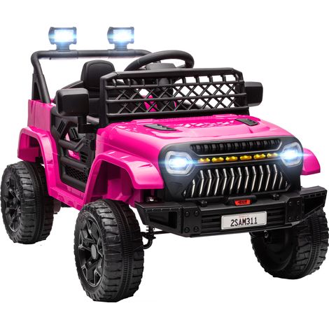 Beyamis 12-V-Elektroauto für Kinder, elektrisches Kinderfahrzeug mit 2,4-GHz-Fernbedienung, 2 Motoren, Hupe, LED-Lichtern, Musik, für Kinder von 3–8 Jahren, Rosa