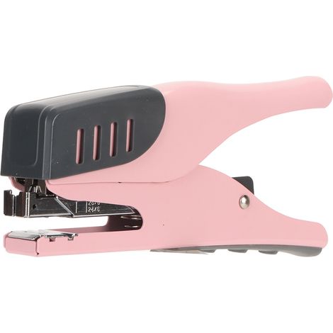 Ergonomischer Bürohefter mit 20 Blatt Kapazität, mühelos zu bedienender Tischhefter aus Metall mit rutschfester Unterlage, ideal für Studenten, Pink (1/5)