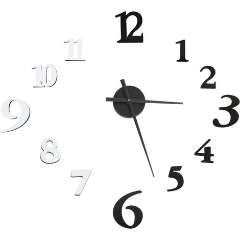 Horloge murale 3D Design moderne Noir et blanc 100 cm XXL