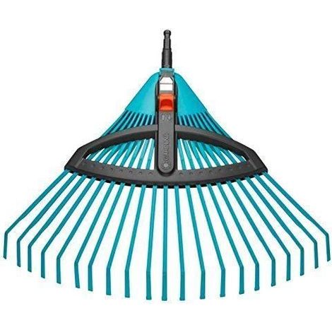Balai à gazon réglable Combisystem de GARDENA: balai avec dents élastiques réglables en plastique, largeur de travail 35 à 52 cm,