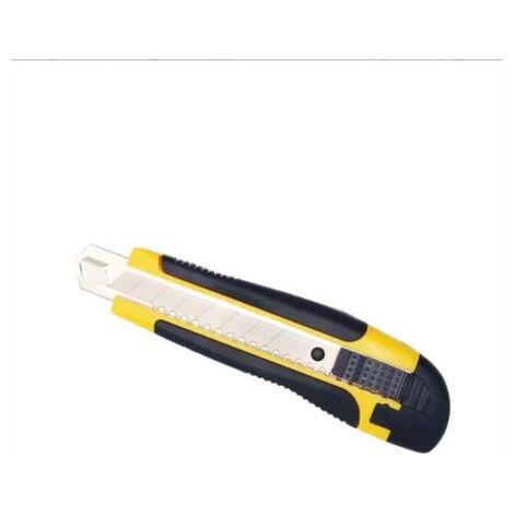 BUNTHAUS Cutter à lame segmentée (lame tranchante de 18 mm  revêtement ergonomique soft grip  blocage de la lame, rechargement automatique  rangement de la lame) (1/5)