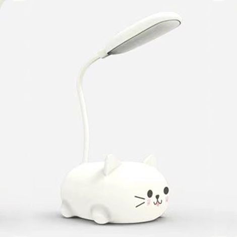 Lampe LED pour enfants, mini lampe de bureau chat, veilleuse LED portable, lampe de lecture pliable rechargeable USB, chambre d'enfant (blanche) (1/5)