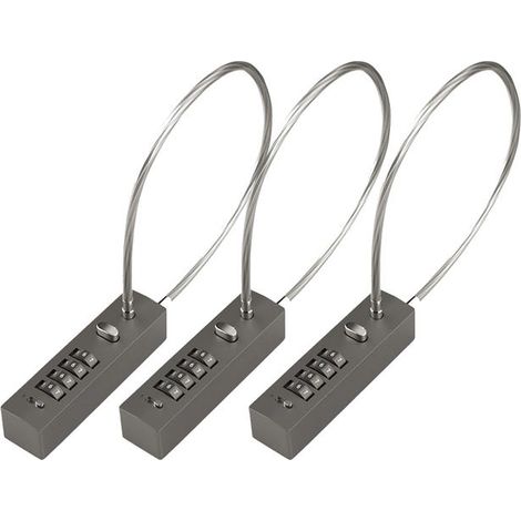 3er-Packung mit vierstelligen Zahlenschlössern, Vorhängeschlössern mit zurücksetzbarem Code, geeignet für Fahrräder und Schranktüren (1/5)