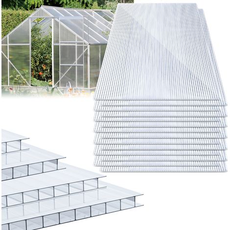 TolleTour 15 placas de policarbonato alveolar transparente de 8 mm, 60,5 x 121 cm, 10,98 m² (1/5)