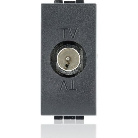 Presa passante Bticino, attenuazione -14dB, per impianti di antenna centralizzati Antracite