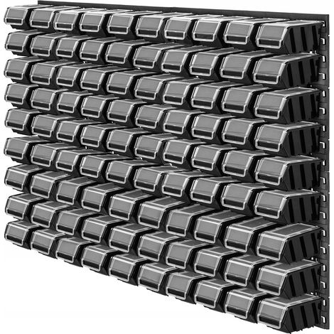 KADAX Werkstattwandregal, Wandplatten, 116 x 78 cm, Schwarz, 90 tlg. (1/5)