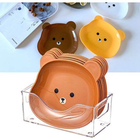 Lot de 8 coupelles à sauce en forme d'ourson, couleurs vives et lisses, idéales pour les apéritifs, les fêtes, les dîners et les cafés. Couleur marron. Porte-sauce inclus. (1/5)