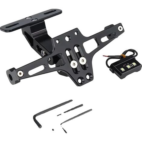Support de plaque d'immatriculation de moto, feu clignotant LED, ajustement universel, Noir (1/2)