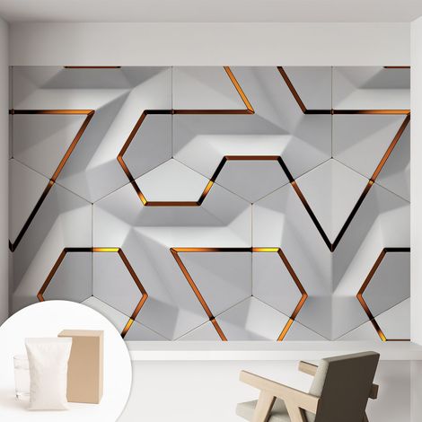 Papier peint intissé mural pour salon chambre à coucher tendance et originale - Colle incluse gratuite Motifs en trois dimensions 152x104 cm (1/5)