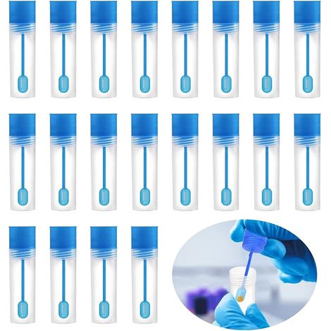 20 Pièces Tubes à Essai avec Cuillère,Tube D'échantillon de Selles de Chien/chats,Tubes pour Animaux de Compagnie,Tubes de Chaise,Tubes à Essai Transparents en Plastique,Tubes à Essais de Laboratoire (1/5)