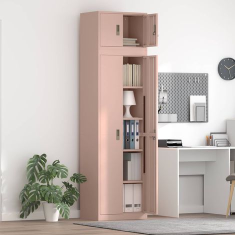 vidaXL Armario de almacenamiento 2 uds. Rosa 60 x 40 x 220 cm Acero (1/5)