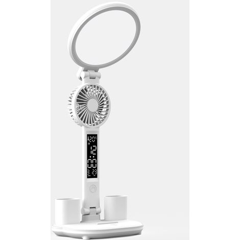 LED desk lamp with fan, USB charger, foldable, eye protection, night reading light, bedside lamp (1/4)
