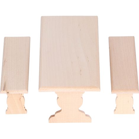 Table et chaises de salle à manger miniature en bois 1:12, meubles de poupée DIY, modèle jouet couleur bois clair (1/5)