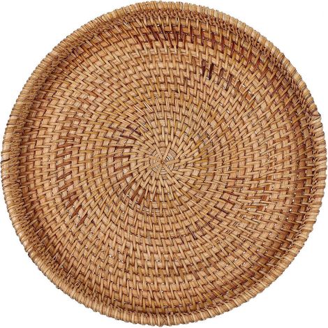 Plateau de service de bureau, plateau à café multifonction, assiette à fruits, accessoires de fruits-22.00X22.00X3.00CM-Light Brown (1/4)
