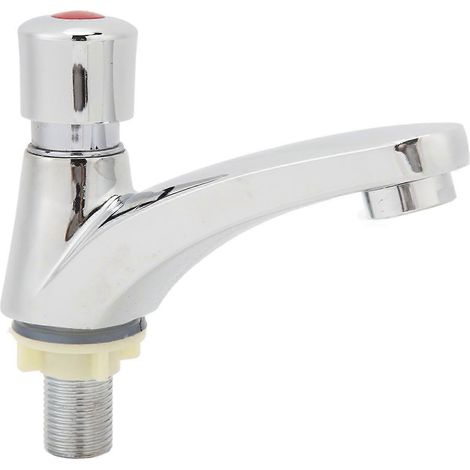Robinet de lavabo à temporisation, à fermeture automatique et à bouton-poussoir, pour économie d'eau et eau froide. (1/5)