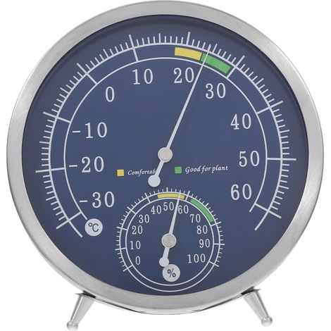 Thermomètre Hygromètre Analogique Domestique en Acier Inoxydable (1/5)