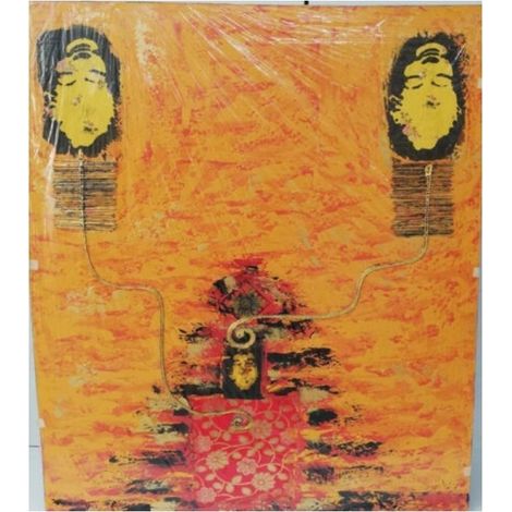 Quadro in tela dipinto a mano con rilievo per arredo casa 100x119 cm (1/4)