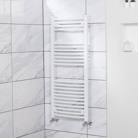 Curved Heated Towel Rail Radiator Bathroom Central Heating Ladder Warmer Rad 1200x500mm White (1/5)
