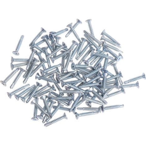 Vis Autotaraudeuse M4 2 - Tête Plate - Acier Galvanisé - Pour Bois Plastique Métal Fin - Lot de 100 Pièces (1/5)