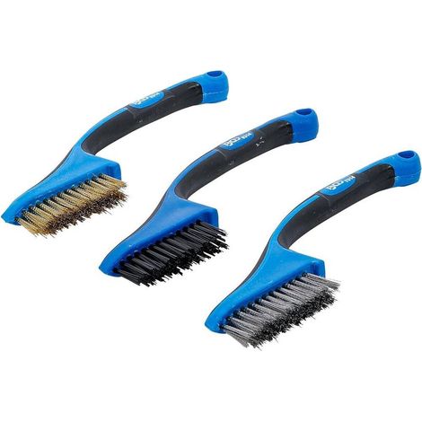 Assortiment de Brosses Nylon, Laiton, Acier Inoxydable 165 mm - 3 pcs - Polyvalence et Durabilité - D-Work (1/5)